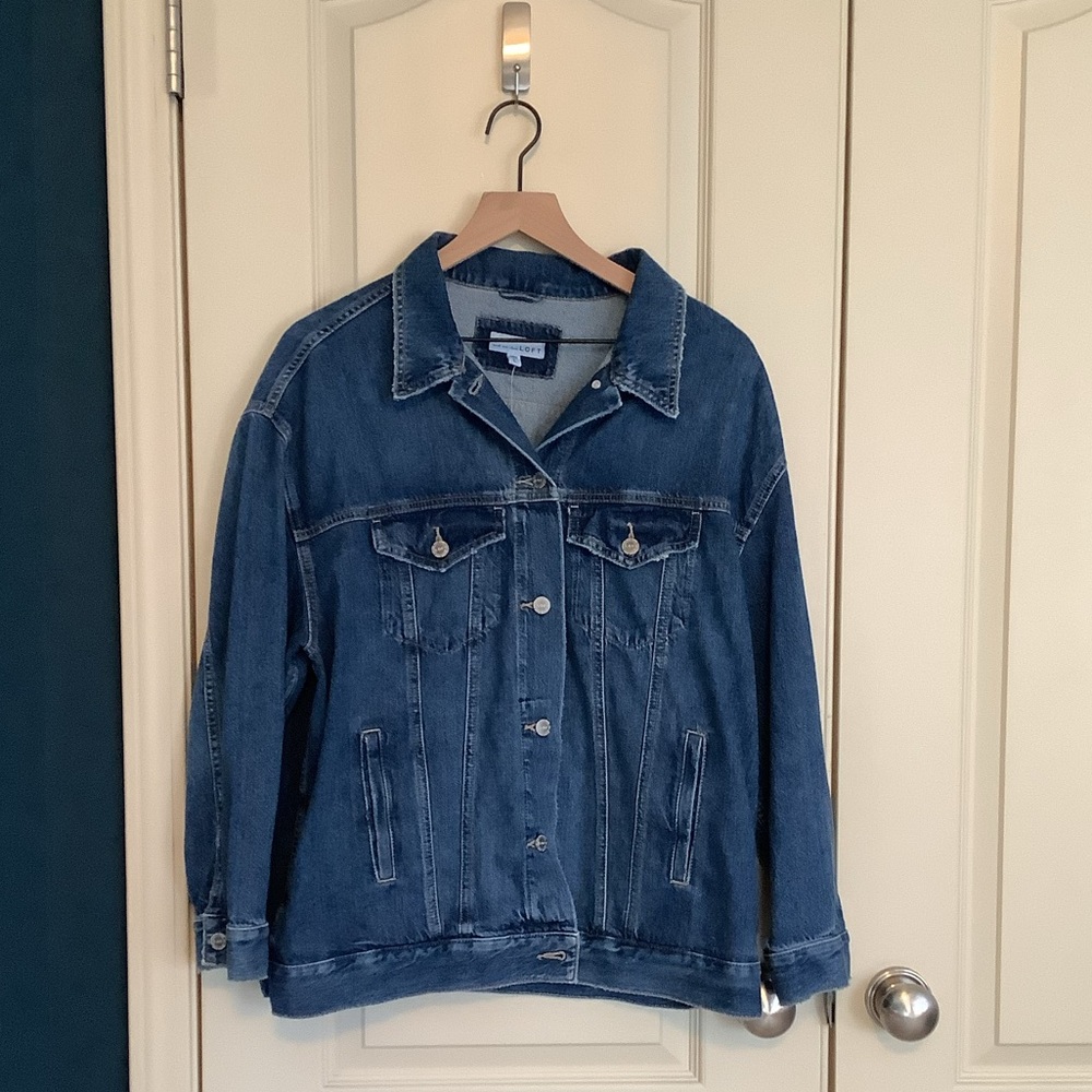 Loft Oversized Denim Jacket Size L Petite